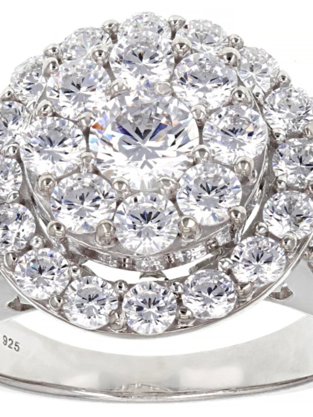 Bella Luce Rhodium Plated Multi Row Cluster Ring 6.20ctw. Size 10